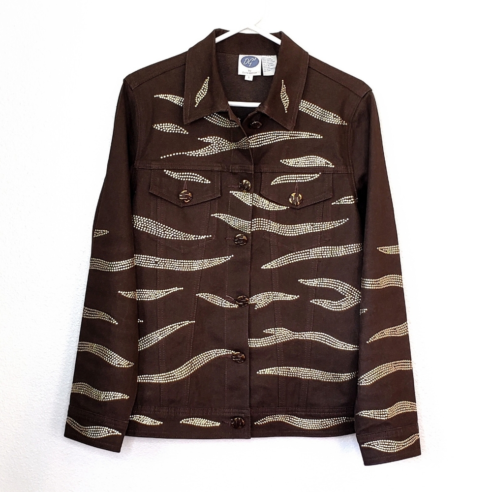 DG2 Diane Gilman denim studded jacket Size S